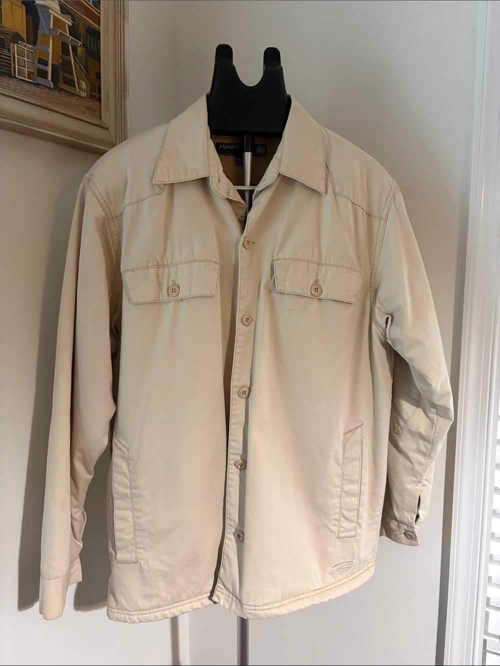 Vintage Hawaiian Island Creations Men's Light Beige Field Chore Jacket